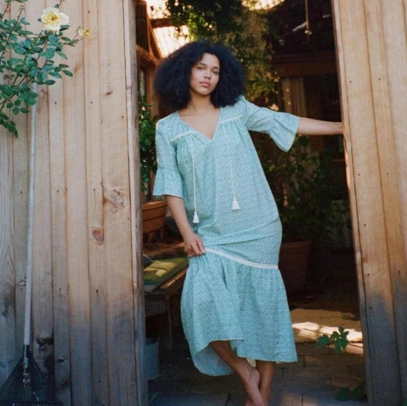 Christy Dawn Dresses & Skirts - Christy Dawn Corley Dress in Mint Green Meadow Print Silk Cotton. Size Small